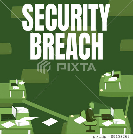 Sign displaying Security Breach. Word for incident that results in unauthorized access of data Male office worker utilizing technology available office supplies. Sign displaying Security Breach. Word for incident that results in unauthorized access of data Male office worker utilizing technology available office supplies. 89158265