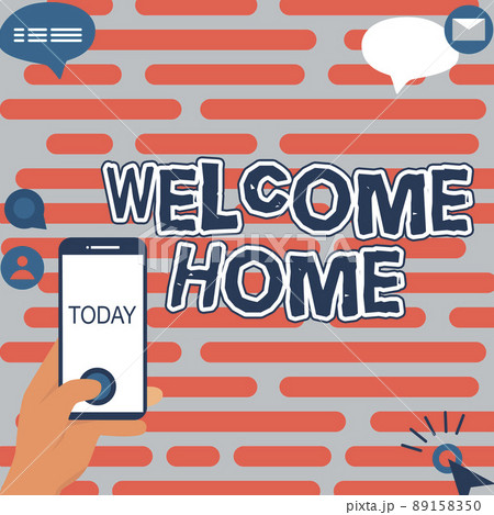 Writing displaying text Welcome Home. Internet Concept Expression Greetings New Owners Domicile Doormat Entry Hands Holding Technological Device Pressing Application Button. Writing displaying text Welcome Home. Internet Concept Expression Greetings New Owners Domicile Doormat Entry Hands Holding Technological Device Pressing Application Button. 89158350