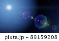 青い光のレンズフレアのグラフィック素材（レンズフレア、光、ライトリーク） 89159208