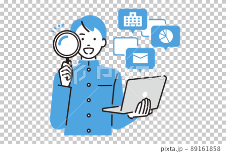 人物 パソコンで学校を検索する中学生の男の子 89161858