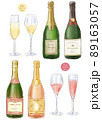 スパークリングワインの手描きラフなイラスト 89163057