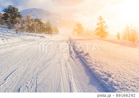 ski centre stryn at sunrise, norway ski centre stryn at sunrise, norway 89166292