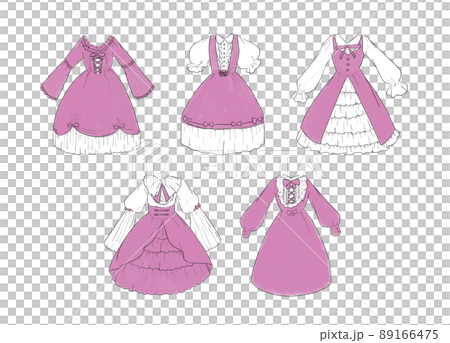 ピンクのメイド服のイラストセット ピンクのメイド服のイラストセット 89166475