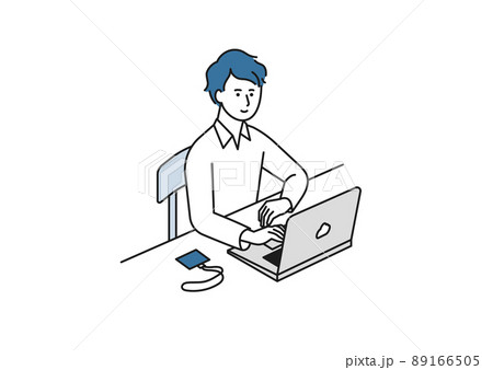 パソコンを操作する男性 イラスト素材のイラスト素材