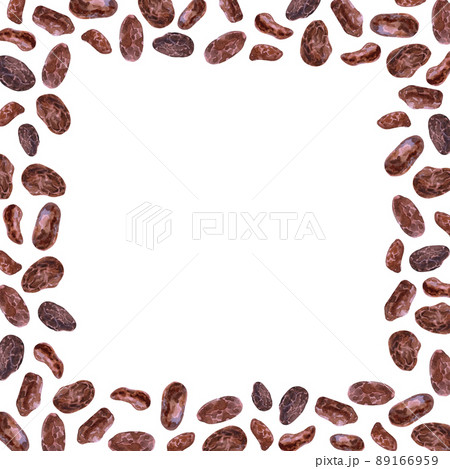 Cocoa beans card. Watercolor illustration for invitation, menu 89166959