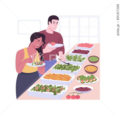 Vegetarian buffet isolated cartoon vector illustrations. 89167380