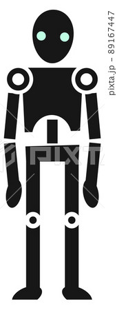 Black robot icon. Android character. Mechanical man 89167447