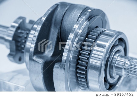 Close-up scene the motorcycle crank shaft parts . 89167455