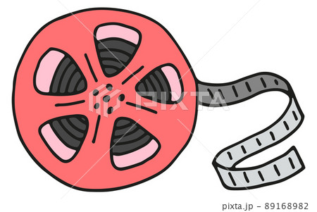 Retro film tape doodle icon. Cinema symbol 89168982