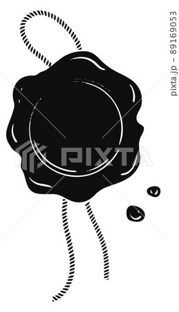 Black rope sealed with wax. Vintage mail stamp icon Black rope sealed with wax. Vintage mail stamp icon 89169053