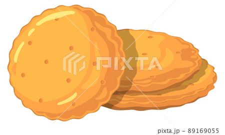 Round shortbread biscuit cartoon icon. Salty snack 89169055