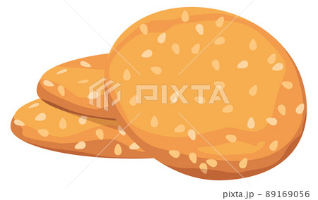 Sesame seed cookie. Round homemade biscuit icon 89169056