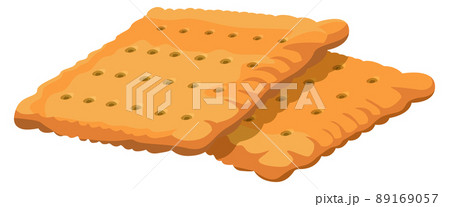 Square salty cracker icon. Cartoon biscuit snack Square salty cracker icon. Cartoon biscuit snack 89169057