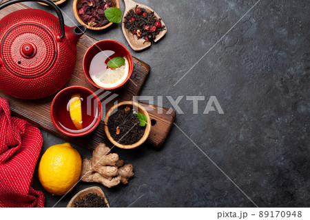 Tea with lemon and mint and teapot Tea with lemon and mint and teapot 89170948