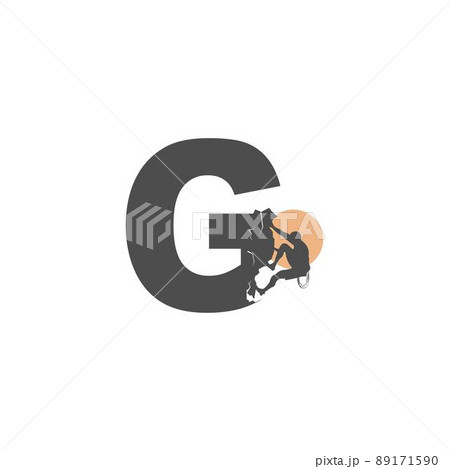 Rock climber climbing letter G illustration 89171590