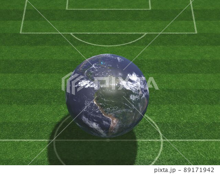 ワールドカップのサッカーコートと地球 89171942