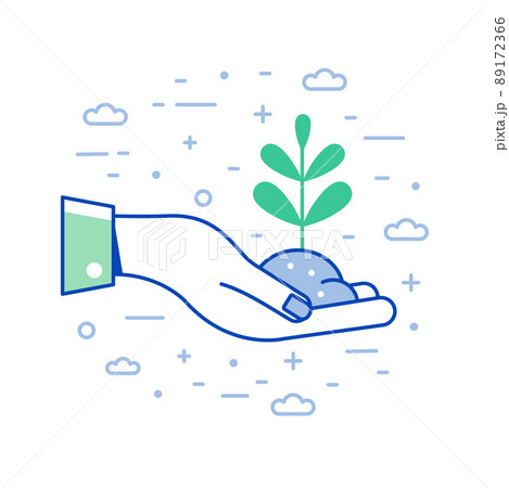 Planet Saving Icon with Hands Hold Plant 89172366