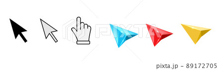 Different kinds of mouse 3D cursors vector set. 89172705