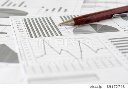 Business analytics, graphs and charts. A schematic drawing on paper. Pen 89172748