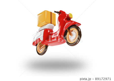 Red scooter for delivery food and package. 3d render 89172971