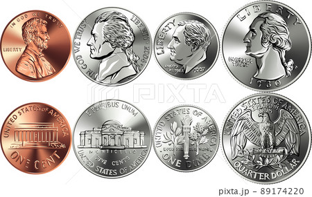 Vector Set of American money coins Vector Set of American money coins 89174220