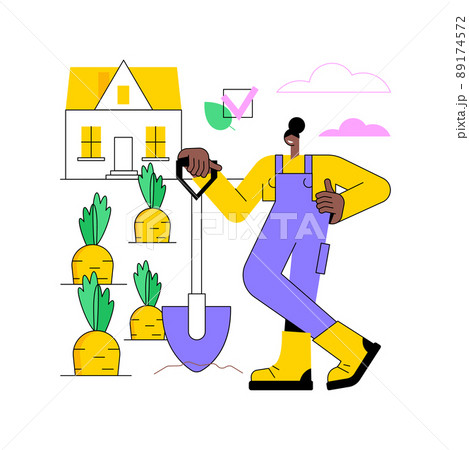 Cultivating the soil abstract concept vector illustration. Gardening, growing vegetables, tilling ground, remove weeds, loosening soil, air, water and nutrients penetration abstract metaphor. 89174572