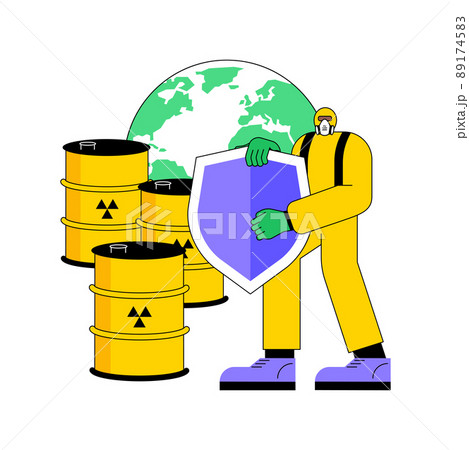 Safe storage of waste abstract concept vector illustration. Chemical waste management, hazardous material storage, safe container, sorting and recycling, dangerous substance abstract metaphor. 89174583