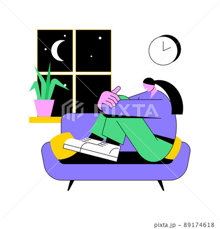 Sleep disturbances abstract concept vector illustration. Insomnia treatment, clinical diagnostic, digital overload, sleeping disorder, alerted pattern, rem, mental health abstract metaphor. 89174618