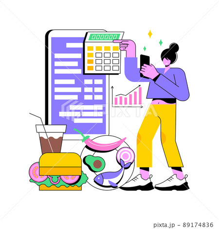 Weight watchers freestyle abstract concept vector illustration. Point counting system, foods clock, weight-loss diet, calories, saturated fat, online program, healthy recipes abstract metaphor. 89174836