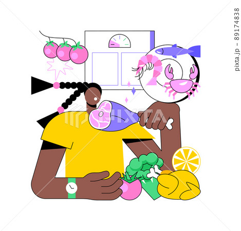 Paleo diet abstract concept vector illustration. Weight-loss diet, fresh vegetable salad, healthy organic food, uncooked fish, vegetarian plate, healthy lifestyle, vitamin abstract metaphor. Paleo diet abstract concept vector illustration. Weight-loss diet, fresh vegetable salad, healthy organic food, uncooked fish, vegetarian plate, healthy lifestyle, vitamin abstract metaphor. 89174838