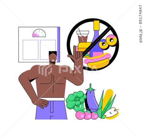 Weight loss diet abstract concept vector illustration. Low-carb diet, healthy food, high protein menu ideas, drink water, healthy recipe, meal plan, body transformation abstract metaphor. Weight loss diet abstract concept vector illustration. Low-carb diet, healthy food, high protein menu ideas, drink water, healthy recipe, meal plan, body transformation abstract metaphor. 89174847