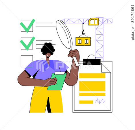 Building regulations abstract concept vector illustration. Building control, constructor services, submit application form, construction site, legal document, safety policy abstract metaphor. 89174861