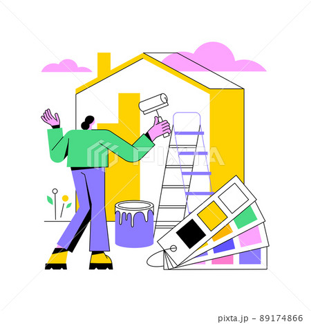 Painter services abstract concept vector illustration. Residential and commercial painting contractor, interior and exterior house renovation, decorative finish, color sampling abstract metaphor. Painter services abstract concept vector illustration. Residential and commercial painting contractor, interior and exterior house renovation, decorative finish, color sampling abstract metaphor. 89174866