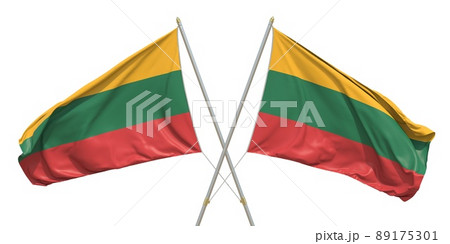 Isolated flags of Lithuania on white background. 3D rendering 89175301