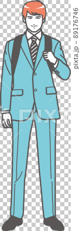 Young whole body carrying a business backpack Young whole body carrying a business backpack 89176746