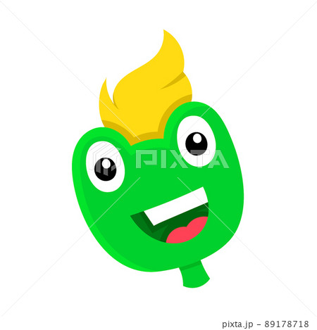 Blonde haired frog head smiling friendly face, doodle icon image kawaii 89178718