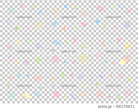 カラフルな手書き風の幾何学模様アイコンのフレームセット 89179831