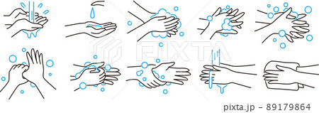 ハンドソープで手を洗って手を拭くまで　正しい手の洗い方　手順　 89179864