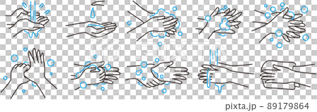 ハンドソープで手を洗って手を拭くまで　正しい手の洗い方　手順　 89179864