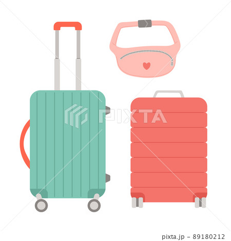 Summer bag, set of suitcases flat design, vector 89180212