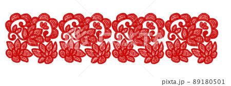 刺しゅう風レース赤 89180501