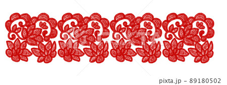 刺しゅう風レース赤 刺しゅう風レース赤 89180502