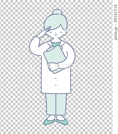 了解ポーズをする女性医者のイラスト 了解ポーズをする女性医者のイラスト 89181518
