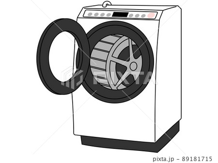 蓋の開いたドラム式洗濯機のイラスト素材