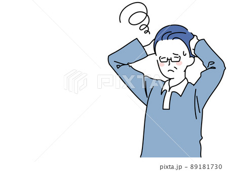 困り悩むシニア男性 困り悩むシニア男性 89181730
