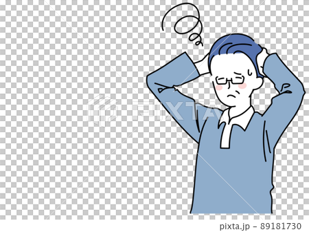 困り悩むシニア男性 困り悩むシニア男性 89181730