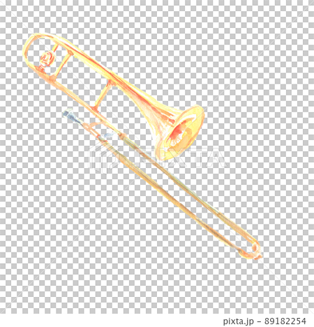 水彩で描いたトロンボーンのイラスト 89182254