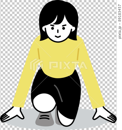 スタートダッシュの構えをする女性 89183457