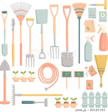 Spring garden tools set, flat design, vector Spring garden tools set, flat design, vector 89183795