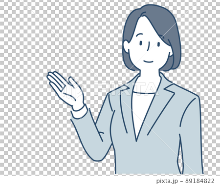 紹介するスーツ姿の女性 89184822